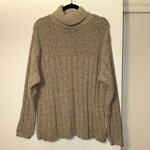 Woolrich Vintage Large Chunky Knit Womens Sweater Beige Black Heathered EUC